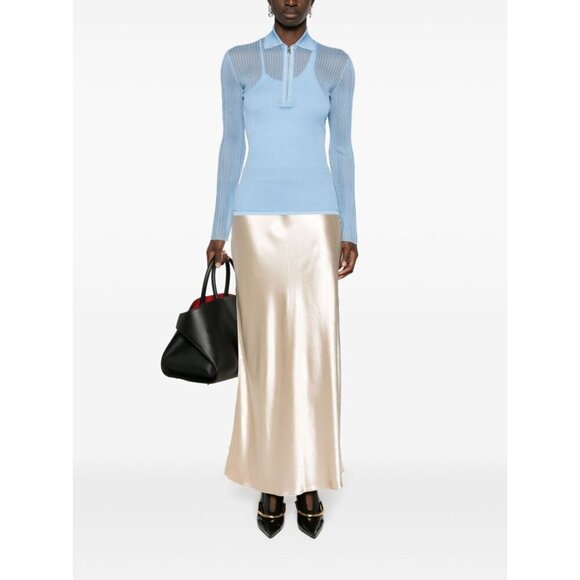 Ferragamo Satin Skirt in Beige 38 New Womens Maxi Gold Long Formal - Picture 15 of 15